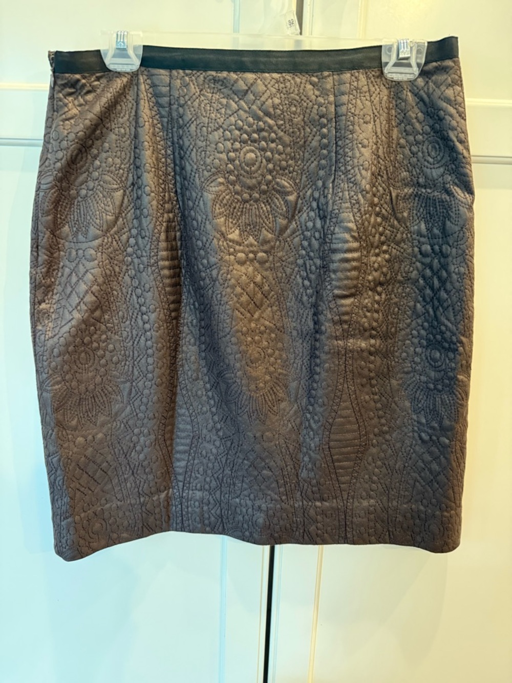 Etc. Quilted Embossed Pencil Skirt - chocolate brown